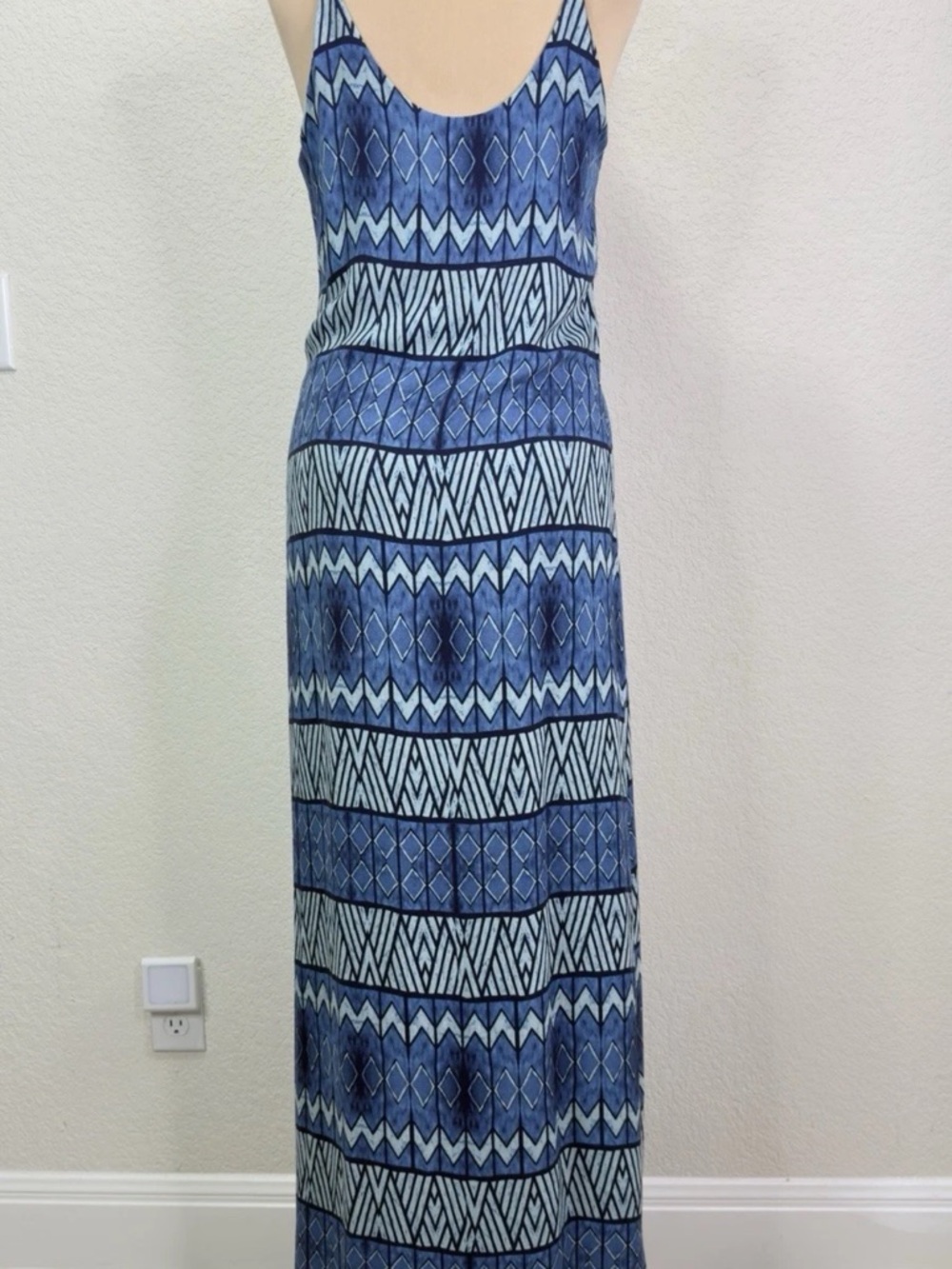 Rory Beca for Metropark Blue Silk Geometric Tribal Print Maxi Dress Size M - Picture 2 of 4